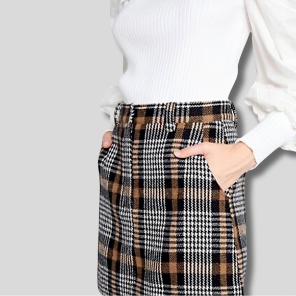 Anthropologie En Saison Plaid Mini Skirt Sz. Small - Picture 5 of 10